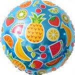 Шар (18"/46 см) Круг, Фруктовое ассорти, Голубой, 1 шт.