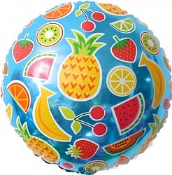 Шар (18"/46 см) Круг, Фруктовое ассорти, Голубой, 1 шт.