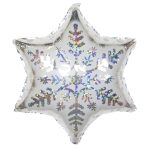 Шар (18"/46 см) Фигура, Снежинка, Серебро, Голография, 1 шт.