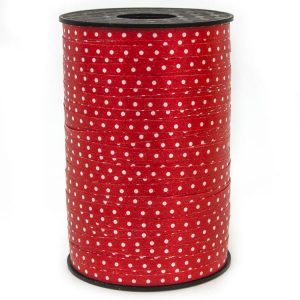 Лента (0,5 см*250 м) Белые точки, Красный, 1 шт.