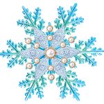 Украшение на скотче Снежинка, Зимний жемчуг, 15*15 см, с блестками, 10 шт.