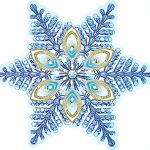 Украшение на скотче Снежинка, Хрустальные грани, 15*15 см, с блестками, 10 шт.