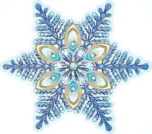 Украшение на скотче Снежинка, Хрустальные грани, 15*15 см, с блестками, 10 шт.