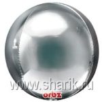 Шар А (16"/40 см) 3D СФЕРА Б/РИС Металлик Silver