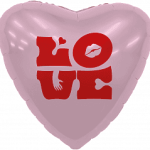 Шар (19''/48 см) Сердце, LOVE, Розовый, 1 шт.
