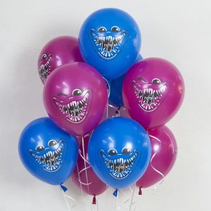 Шар (12''/30 см) Зубастики, Синий/Фуше, пастель, 2 ст, 25 шт
