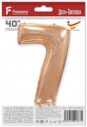 Шар (40''/102 см) Цифра, 7, Розовое Золото, 1 шт. в упак.