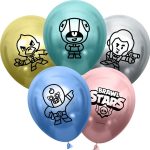 Шар (12''/30 см) Brawl Stars, Ассорти, хром, 2 ст, 25 шт.