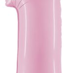 Шар (40"/102 см) Цифра, 1, Розовый, 1 шт.