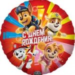 Шар (18''/46 см) Круг, Щенячий Патруль, Дружная команда, Красный, 1 шт. в упак.