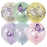 Шар М 12"/30см К Bubble асс рис Бабочки