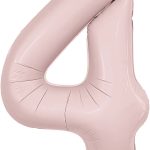 Шар (40''/102 см) Цифра, 4 Slim, Пыльная роза, 1 шт. в упак.