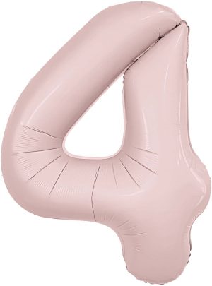 Шар (40''/102 см) Цифра, 4 Slim, Пыльная роза, 1 шт. в упак.