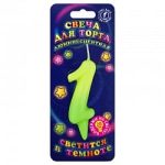 Свеча Цифра, 1 Люминесцентная, флюор, 8 см, 1 шт.
