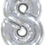 Шар (40''/102 см) Цифра, 8, Серебро, 1 шт.