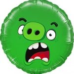 Шар (18"/46 см) Круг, Angry Birds, Зеленый, 1 шт.