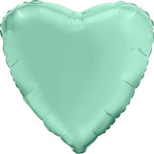 Шар (19''/48 см) Сердце, Мятный, Сатин, 1 шт.