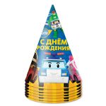 Колпаки, Робокар Поли, С Днем Рождения!, 6 шт.