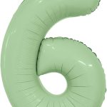 Шар (40''/102 см) Цифра, 6 Slim, Олива, 1 шт. в уп.