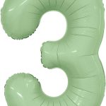 Шар (40''/102 см) Цифра, 3 Slim, Олива, 1 шт. в уп.