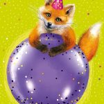 Открытка, Лиса на воздушном шарике, 12*18 см, 1 шт
