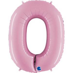 Шар (40"/102 см) Цифра, 0, Розовый, 1 шт.