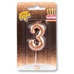 Свеча -цифра "3" Розовое золото 4,5см/V