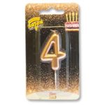 Свеча-цифра "4" Розовое золото 4,5см/V