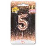 Свеча -цифра "5" Розовое золото 4,5см/V