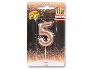 Свеча -цифра "5" Розовое золото 4,5см/V