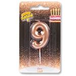 Свеча -цифра "9" Розовое золото 4,5см/V