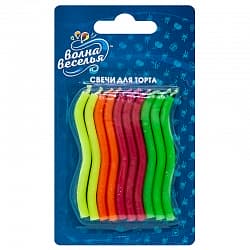 Свечи праздничные Волны, Ассорти, 6,3 см, 10 шт