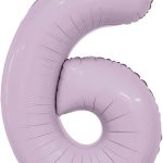 Шар (40''/102 см) Цифра, 6 Slim, Орхидея, 1 шт. в уп.