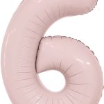 Шар (40''/102 см) Цифра, 6 Slim, Пыльная роза, 1 шт. в уп.
