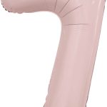 Шар (40''/102 см) Цифра, 7 Slim, Пыльная роза, 1 шт. в уп.