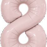 Шар (40''/102 см) Цифра, 8 Slim, Пыльная роза, 1 шт. в уп.