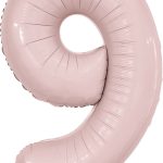 Шар (40''/102 см) Цифра, 9 Slim, Пыльная роза, 1 шт. в уп.