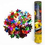 Пневмохлопушка (12/30 см), Смайл, Emoji, Металлизированные звезды, Черный, 1 шт.