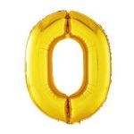 Шар (40"/102см) Цифра, 0, Золото, в упаковке 1 шт.