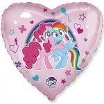 Шар (18"/46 см) Сердце, My Little Pony, Лошадки Пинки Пай и Радуга, Розовый, 1 шт.