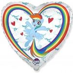 Шар (18"/46 см) Сердце, My Little Pony, Лошадки Радуга в облаках, Белый, 1 шт.