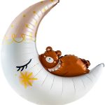 Шар (34''/86 см) Фигура, Полумесяц с медвежонком, 1 шт.