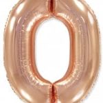 Шар (40"/102 см) Цифра, 0, Розовое Золото, 1 шт