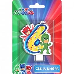 Свеча Цифра 6, Герои в масках , 8 см