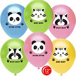 Шар (12''/30 см) Милые зверята, Ассорти, пастель, 1 ст, 25 шт.