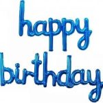 Набор шаров (17''/43 см) Мини-Надпись "Happy Birthday", Синий, 1 шт. в упак.