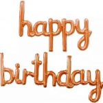 Набор шаров (17''/43 см) Мини-Надпись "Happy Birthday", Розовое Золото, 1 шт. в упак.