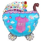 Шар (24"/61 см) Фигура, Коляска, Розовый, 1 шт.