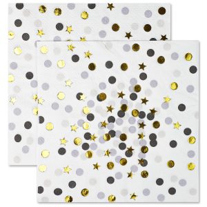 Салфетки, Конфетти, Стильное ассорти, Металлик, 33*33 см, 12 шт.