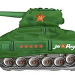 Шар (12''/30 см) Мини-фигура, Танк Т-34, Зеленый, 1 шт.